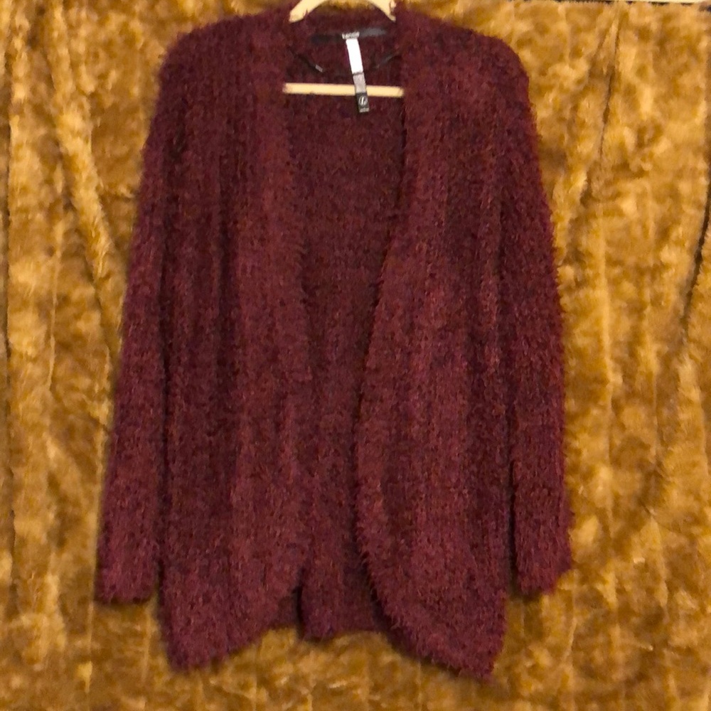 kensie Teddy Bear Burgundy cardigan XL & L
